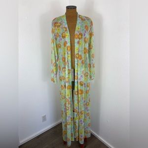 New Savage x Fenty M/L Duster Full Length Robe Free Spirit Lace Back Floral 60’s